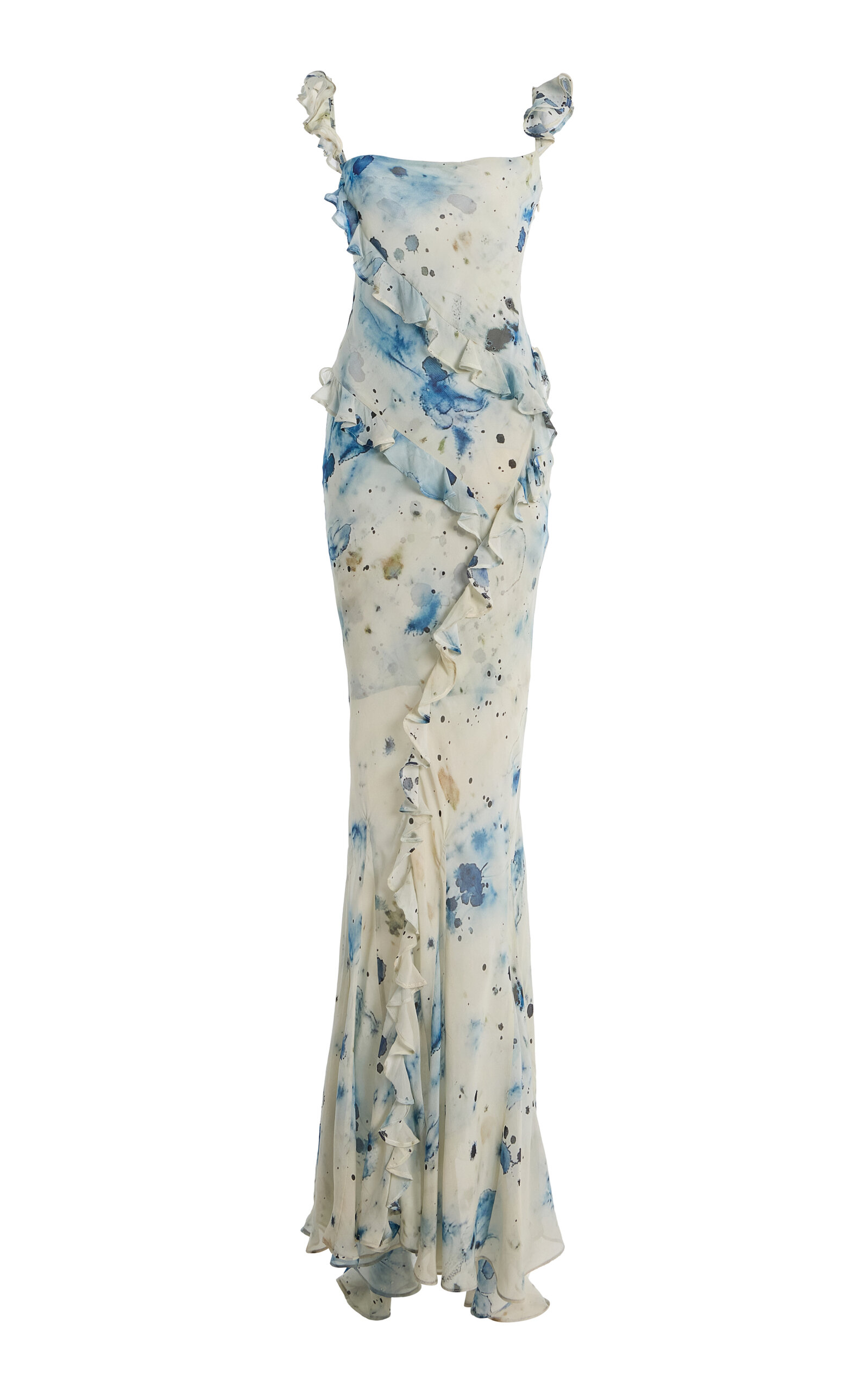 Paris Georgia Paris Georgia Romantic Ruffled Silk Maxi Dress