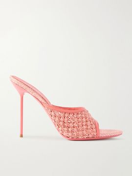 PARIS TEXAS Lidia 105 leather-trimmed straw sandals