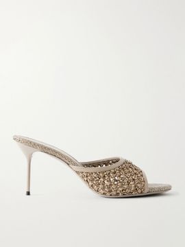 PARIS TEXAS Lidia 70 leather-trimmed straw sandals