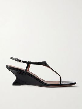 PARIS TEXAS Nina 50 snake-effect leather thong sandals