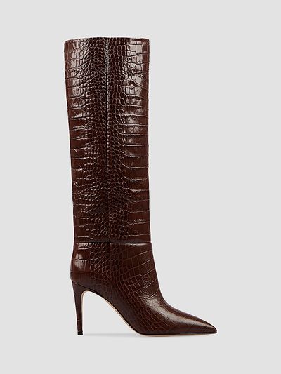 Paris Texas Women's Croc-Effect Leather Stiletto Boots