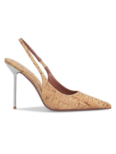 Paris Texas Women's Lidia 105MM Cork-Print Leather Slingback Sandals