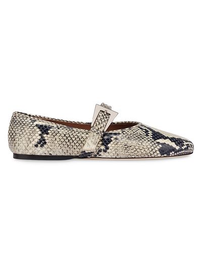 Paris Texas Women's Sveva Python-Print Leather Ballet Flats