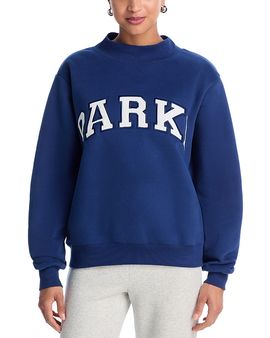 Parke Parke Denim White Varsity Mock Neck Sweatshirt