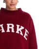 Parke Parke Maroon White Varsity Mock Neck Sweatshirt - 4