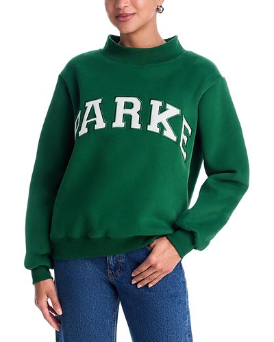 Parke Parke Palms White Varsity Mock Neck Sweatshirt