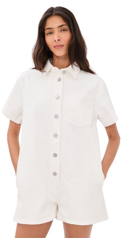 PARKE PARKE Short Sleeve Denim Romper White
