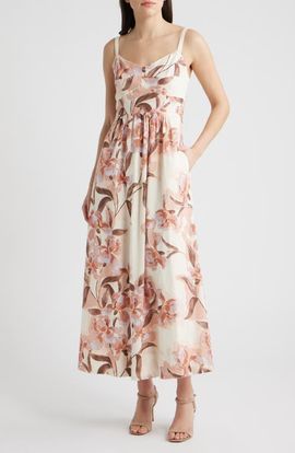 Parker Parker Seamed Linen Blend Midi Sundress