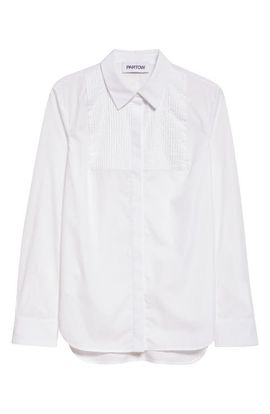 PARTOW PARTOW Natalia Pintuck Cotton Poplin Button-Up Shirt