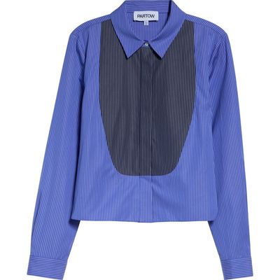 PARTOW PARTOW Warren Crop Stripe Bib Cotton Poplin Button-Up Shirt