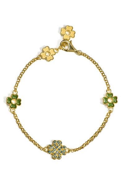 PASCAL PASCAL Lucky Clover 5 motifs Bracelet, Green Diamond Pavé