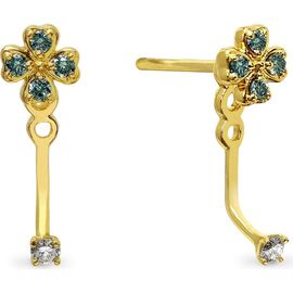 PASCAL PASCAL Lucky Clover Earring Jackets, Green Diamond Pavé