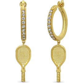 PASCAL PASCAL The Tennis Racket Hoop Earring, White Diamond