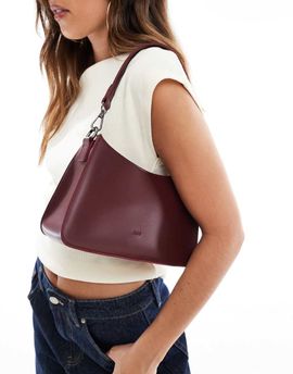 PASQ PASQ 90s minimal shoulder bag with detachable crossbody strap in burgundy-Red