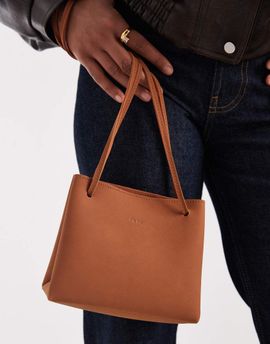 PASQ PASQ box bag with crossbody strap in tan-Brown