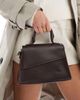 PASQ PASQ diagonal flap grab bag with crossbody strap in chocolate brown - 1