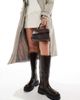 PASQ PASQ diagonal flap grab bag with crossbody strap in chocolate brown - 2