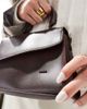 PASQ PASQ diagonal flap grab bag with crossbody strap in chocolate brown - 3