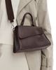 PASQ PASQ diagonal flap grab bag with crossbody strap in chocolate brown - 4