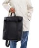 PASQ PASQ double clip roll top backpack in black - 3
