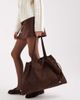 PASQ PASQ faux suede drawstring tote bag in dark brown - 2