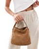 PASQ PASQ faux suede mini slouch bag with crossbody strap in cocoa creme-Brown - 3