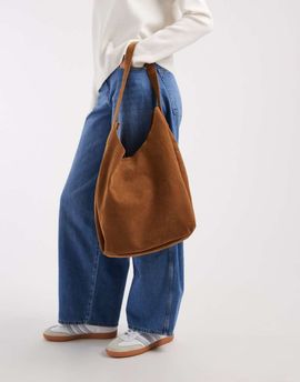 PASQ PASQ faux suede scoop top tote in tan-Brown