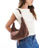 PASQ PASQ faux suede slouch shoulder and crossbody bag in cocoa brown - 1