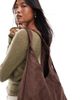 PASQ PASQ faux suede slouchy tote bag with strap detail in brown - 2