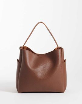 PASQ PASQ grab bucket bag with crossbody strap in brown