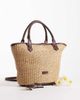 PASQ PASQ medium straw tote with crossbody strap in brown and beige-Neutral - 2