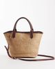 PASQ PASQ medium straw tote with crossbody strap in brown and beige-Neutral - 3
