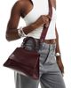 PASQ PASQ mini curved bottom grab bag with cross body strap in burgundy-Red - 1