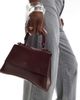 PASQ PASQ mini curved bottom grab bag with cross body strap in burgundy-Red - 3