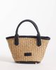 PASQ PASQ mini straw tote bag with crossbody strap in black and beige-Neutral - 1