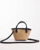PASQ PASQ mini straw tote bag with crossbody strap in black and beige-Neutral - 3