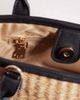 PASQ PASQ mini straw tote bag with crossbody strap in black and beige-Neutral - 4