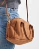 PASQ PASQ small suede bowling bag with crossbody strap in tan-Brown - 3