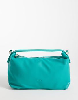 PASQ PASQ soft zip top grab bag with crossbody strap in aqua-Blue