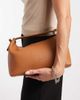 PASQ PASQ soft zip top grab bag with crossbody strap in tan-Brown - 1
