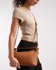 PASQ PASQ soft zip top grab bag with crossbody strap in tan-Brown - 2