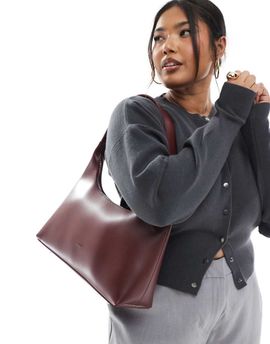 PASQ PASQ structured shoulder bag in burgundy