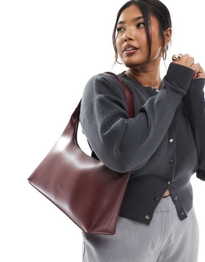 PASQ PASQ structured shoulder bag in burgundy