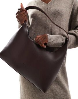 PASQ PASQ structured shoulder bag in dark brown