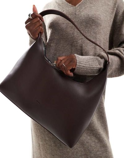 PASQ PASQ structured shoulder bag in dark brown