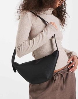 PASQ PASQ textured croissant crossbody bag in black