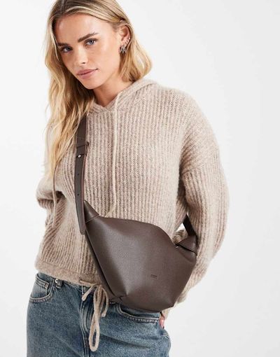PASQ PASQ textured croissant crossbody bag in brown