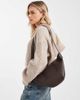 PASQ PASQ textured croissant crossbody bag in brown - 3
