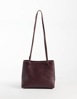 PASQ PASQ woven box bag with adjustable crossbody strap in burgundy-Red