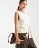PASQ PASQ woven drawstring crossbody bag in dark brown - 3